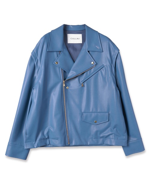 CULLNI 2024ssコレクション　フェイクレザージャケット CULLNI 革ジャン ライダース Faux Leather Removable Sleeves