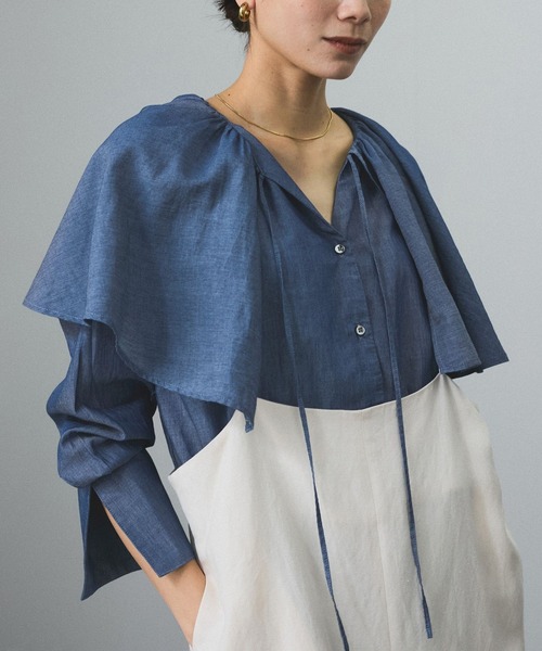 ADAM ET ROPE　デニムブラウス　完売品　前後2way　洗える　Ｆサイズ ADAM ET ROPE デニムブラウス 完売品 前後2way 洗える Fサイズ