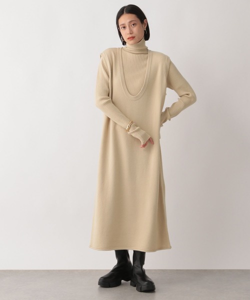 LOWRYS FARM（ローリーズファーム） コンビワンピース FREE ベージュ