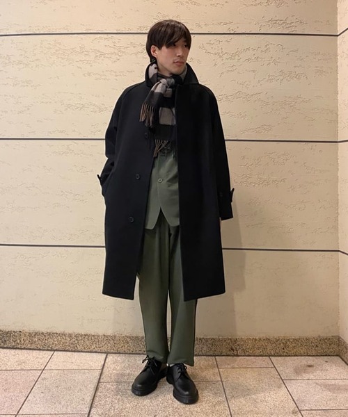 NANO universe【新品】ステンカラーコート ロングコート ブラック L NANO universe（ナノ・ユニバース） ステンカラーコート コート テック