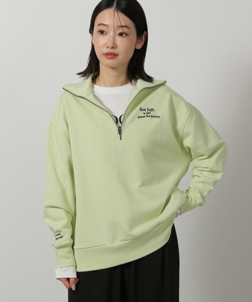 LAKOLE（ラコレ） トレーナー スウェット レターロゴハーフZIPプル