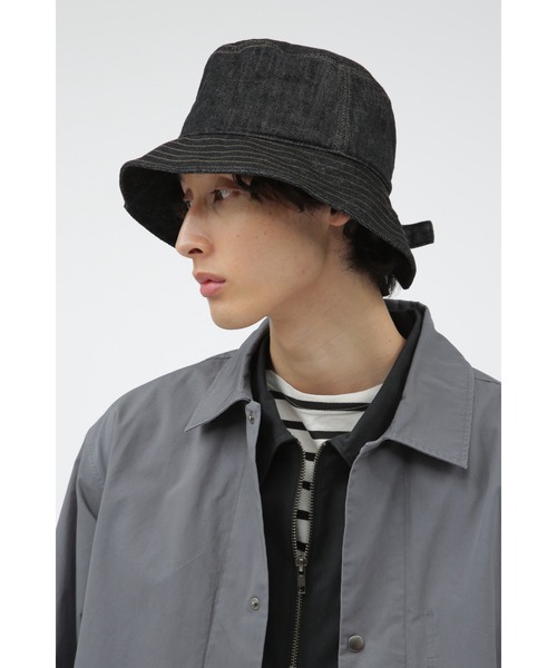 MHL. 帽子 ハット CANTON LIGHT DENIM BLACK レディース メンズ