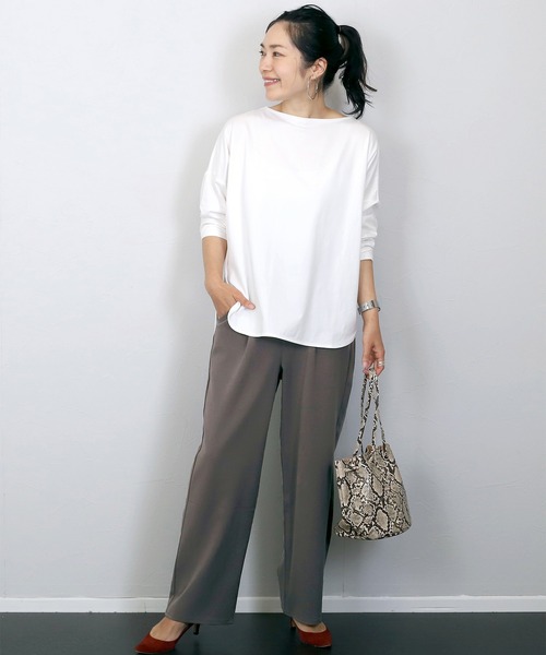 Aletta vita パンツ エステルスパンタックセミワイドパンツ