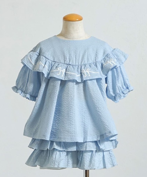 10mois（ディモワ） ブラウス シャツ 「」リボン刺繍フリルブラウス 80 