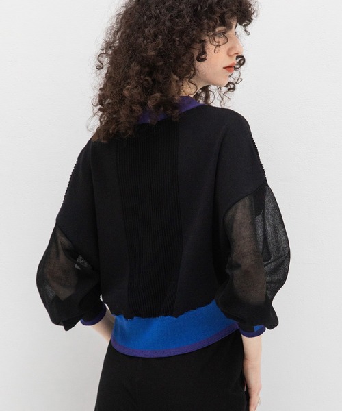 アウラアイラ　カラーブロックショートカーディガン COLOR BLOCK SHORT CARDIGAN — aulaaila