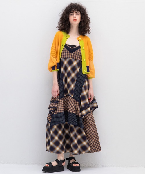 アウラアイラ　カラーブロックショートカーディガン COLOR BLOCK SHORT CARDIGAN — aulaaila