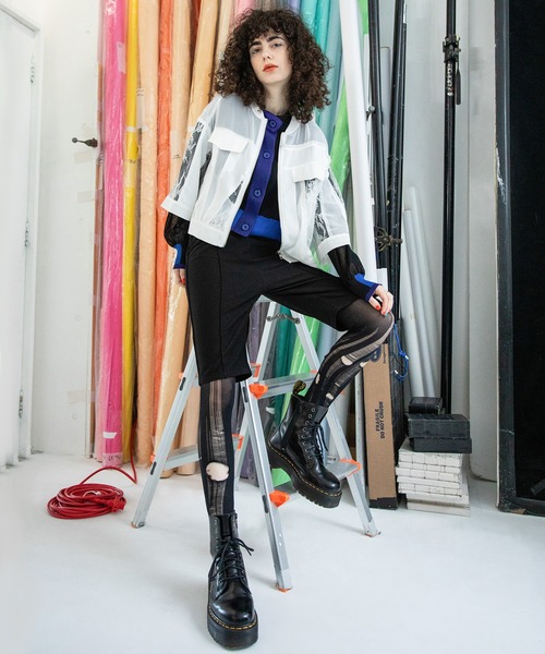 アウラアイラ　カラーブロックショートカーディガン COLOR BLOCK SHORT CARDIGAN — aulaaila