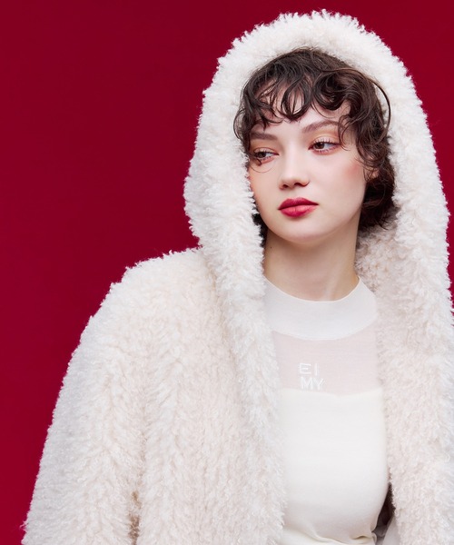 【今だけ価格】【美品】エイミーイストワール　ファージャケット　コート　フーディ エイミーイストワール EIMY ISTOIRE フェイクファーフードジャケット