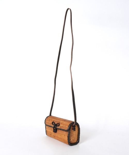 【未使用品タグ付き】ロングショルダー パームリーフBAG かごバッグ かごバッグ miniministore かごバッグ レース ショルダーバッグ レディース