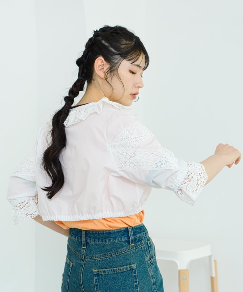 eLur（エラー） カーディガン 夏 半袖 レースボレロ レディース
