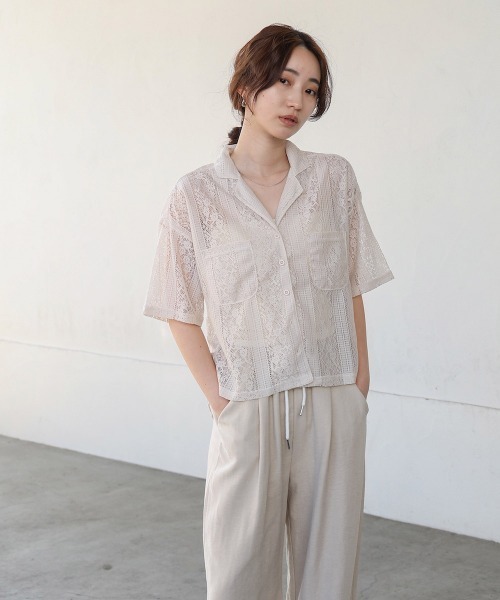 BAB（バブ） ブラウス シャツ 半袖 レースブラウス レディース