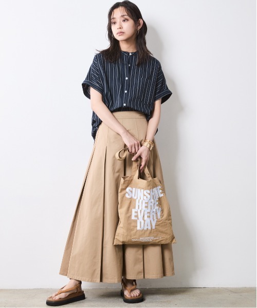 シャツ ブラウス レディース ストライプフレンチスリーブ シックスタイル 夏 | 6L/8L/10L | ニッセン nissen CHIC STYLE ブラウス シャツ ストライプフレンチスリーブシャツ