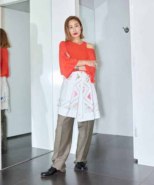 ニット セーター “O”COTTON NAYLON T-SHIRT：ニット レディース