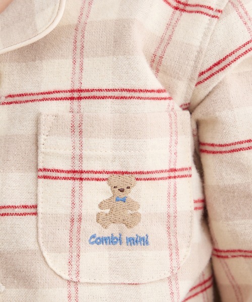 Combi mini パジャマ おなか安心ボタン付きやわらかネル起毛長袖前開き