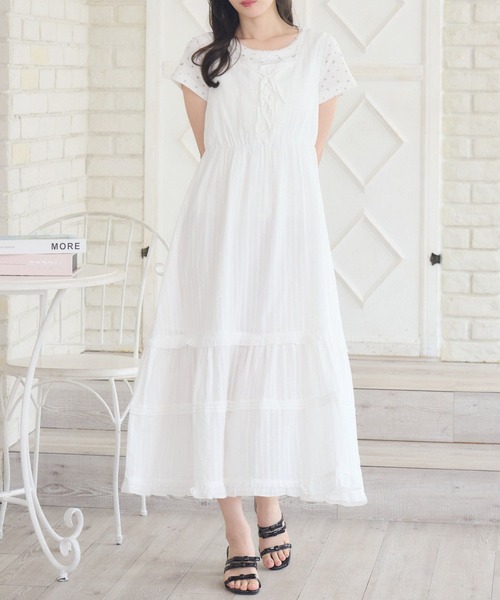 Belle vintage バックリボン レース ロングワンピース フリーサイズ Belle vintage バックリボン レース ロングワンピース