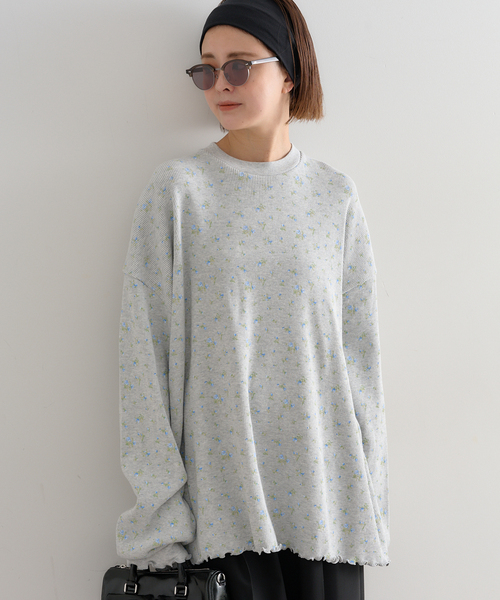 tシャツ ワッフルオーバートップス レディース