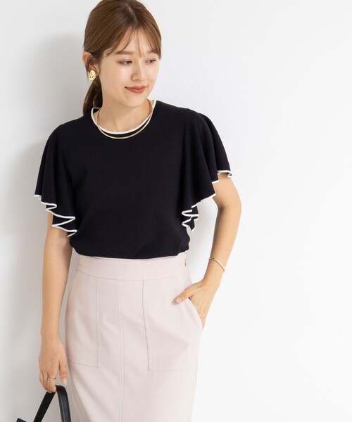 NOLLEY'S Sophi ニット セーター 「手洗い可能」袖フリル配色