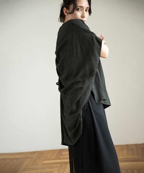 「OSMOSIS」 半袖ブラウス ONE SIZE ブラック レディース OSMOSIS 「OSMOSIS」 半袖ブラウス ONE SIZE ブラック