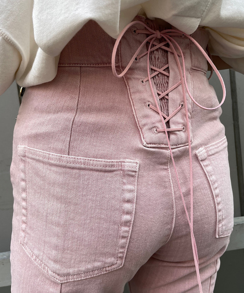 Chico 「Chico」 ダメージ加工デニムパンツ SMALL ピンク