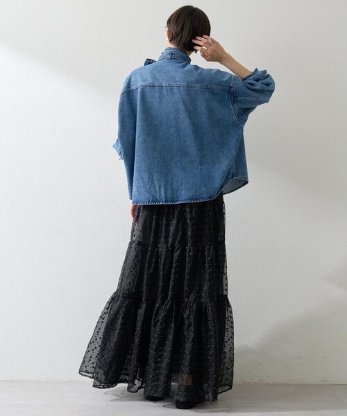 Whim Gazette（ウィム ガゼット） ブラウス シャツ デニムボウタイ