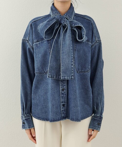 ウィムガゼット　デニムボウタイジャケット Whim Gazette（ウィム ガゼット） ブラウス シャツ デニムボウタイ