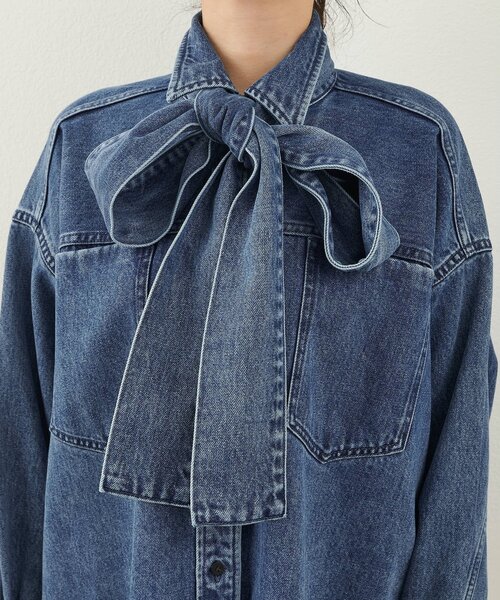 Whim Gazette（ウィム ガゼット） ブラウス シャツ デニムボウタイ