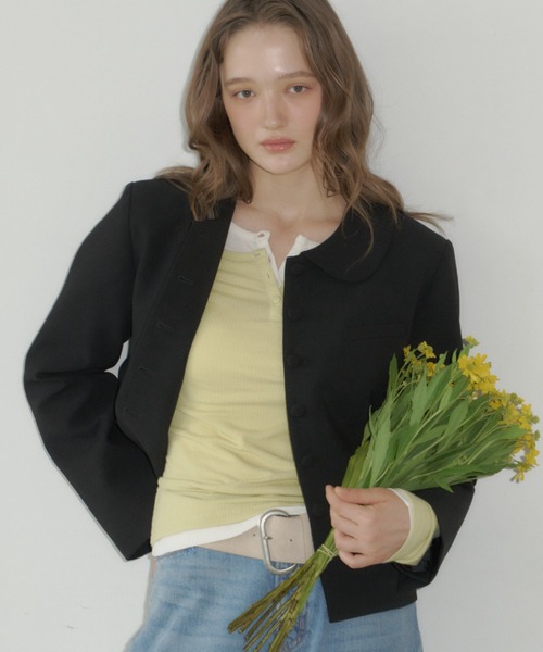 GIUNON ジャケット テーラードジャケット round collar short jacket