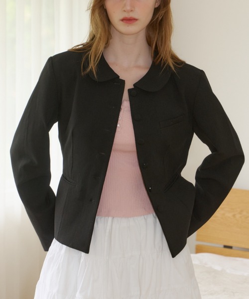 GIUNON ジャケット テーラードジャケット round collar short jacket