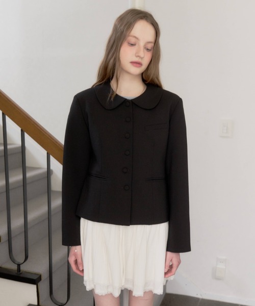 GIUNON ジャケット テーラードジャケット round collar short jacket