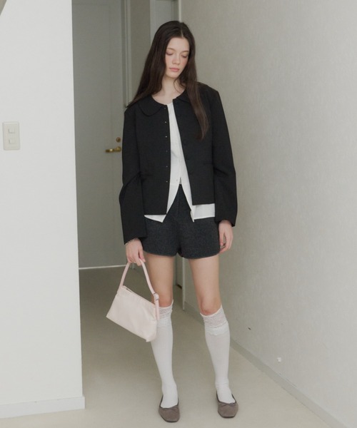 giunon ラウンドカラーショートジャケット ブラック GIUNON ジャケット テーラードジャケット round collar short jacket