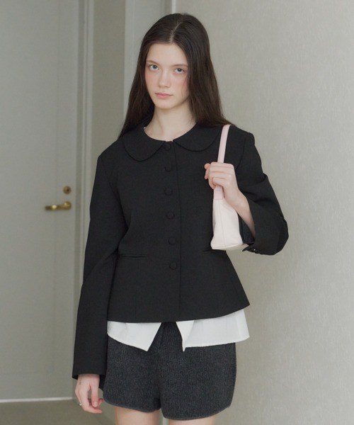 giunon ラウンドカラーショートジャケット ブラック GIUNON ジャケット テーラードジャケット round collar short jacket