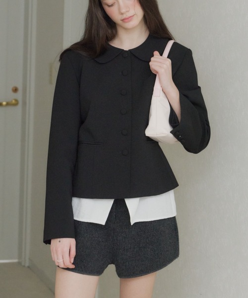 GIUNON ジャケット テーラードジャケット round collar short jacket