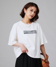 アンタイトル（UNTITLED）/【コットン100ゆったりショート丈洗える】ベロアロゴTシャツ UNTITLED（アンタイトル） tシャツ 「コットン100/ゆったり/ショート丈