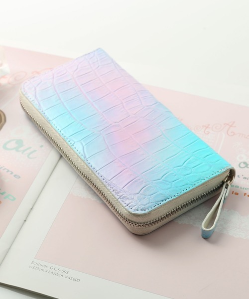 長財布 財布 クロコダイル パステルカラー グラデーション 長財布 レディース メンズの画像
