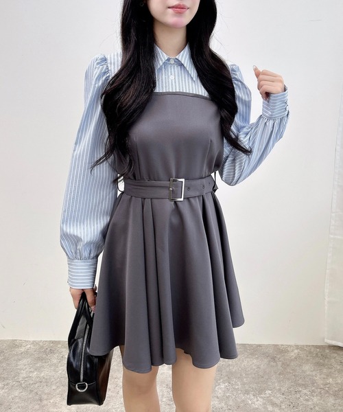 INGNI（イング） ワンピース 「WEB限定」シャツドッキングフレアミニ