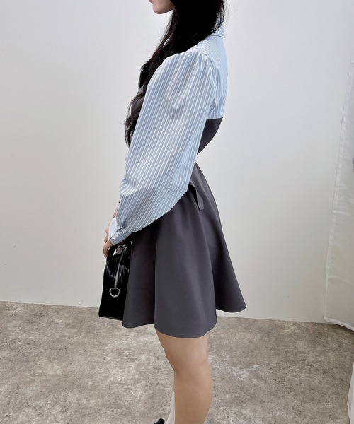 INGNI ワンピース 「WEB限定」シャツドッキングフレアミニ