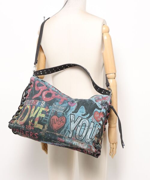 Desigual アートプリント トートバッグ リバーシブル　ショルダーバッグ付 Desigual ショルダーバッグ バッグ 「SNSで話題」グラフィティ