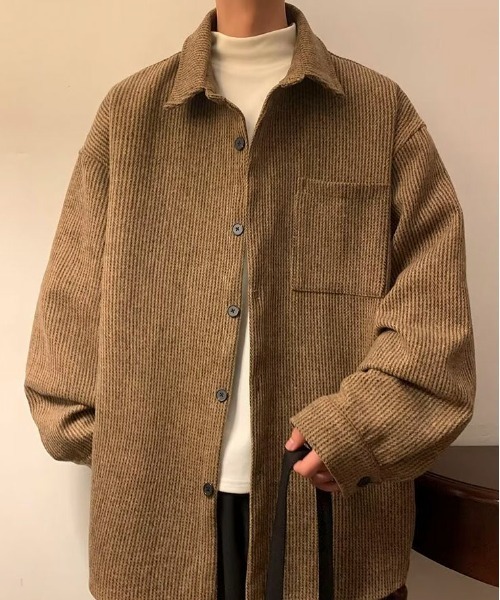 link lot シャツ ヘリンボーンポケット付きルーズシルエットCPO