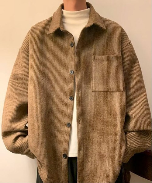 link lot シャツ ヘリンボーンポケット付きルーズシルエットCPO