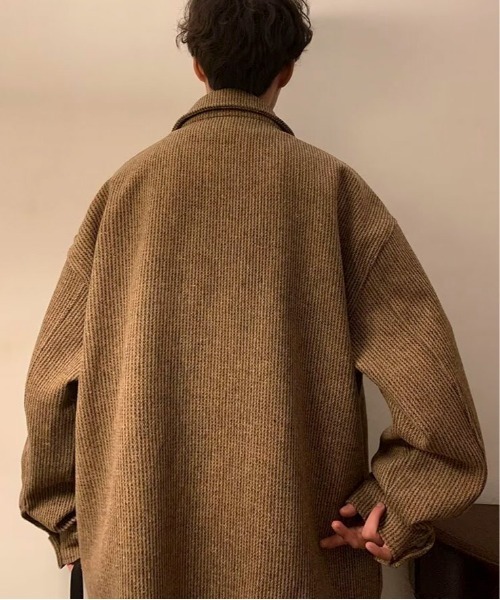 link lot シャツ ヘリンボーンポケット付きルーズシルエットCPO 