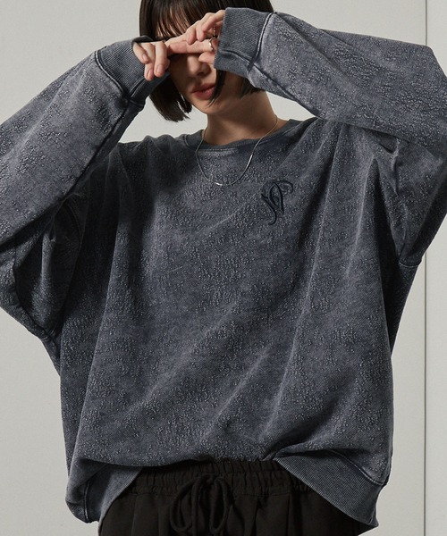 トレーナー スウェット 「Alfred Alex」ヴィンテージ加工スノー