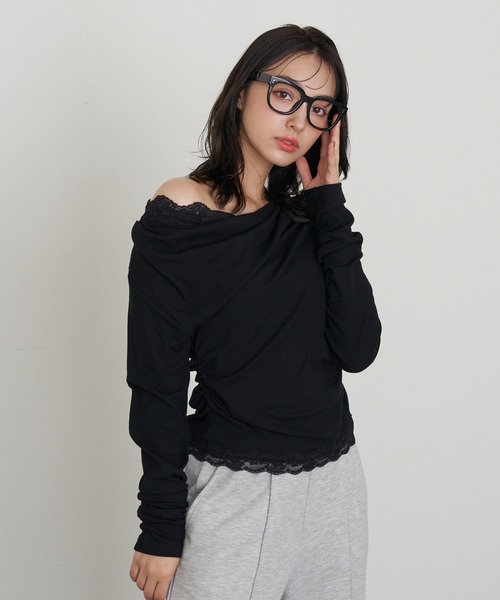 Ray Cassin（レイカズン） tシャツ ワンショルレースロンTシャツ 