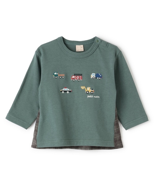 petit main tシャツ 働く車刺しゅう長袖Tシャツ キッズ 子供服 男の子 