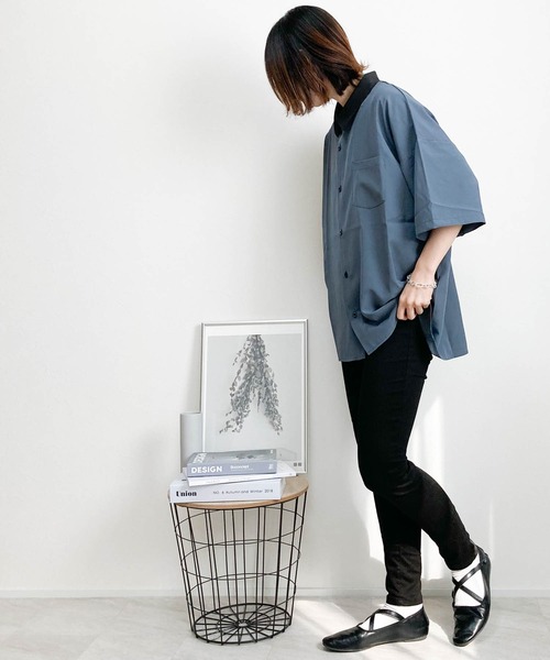 「Anytime Songs」 「HALHAM」半袖シャツ MEDIUM グレイッシュベージュ メンズ_画像2