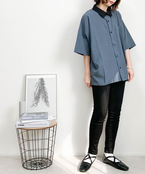 「Anytime Songs」 「HALHAM」半袖シャツ MEDIUM グレイッシュベージュ メンズ_画像4