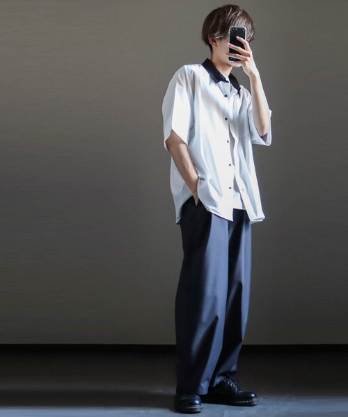 「Anytime Songs」 「HALHAM」半袖シャツ MEDIUM グレイッシュベージュ メンズ_画像5