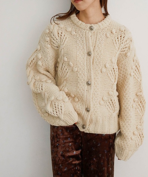 「MADEMOISELLE ROPE'」 ニットカーディガン 38 キナリ レディース_画像7