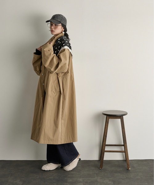 Y's ワイヤーカラー リネンジップアップ ミリタリーモッズコート THE Yon ミリタリージャケット モッズコート ミリタリーロング