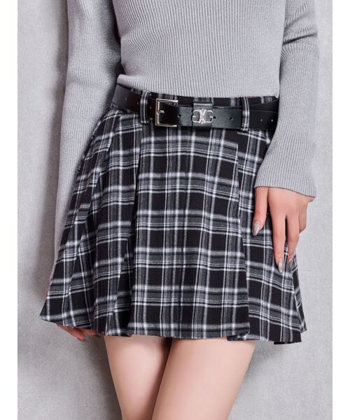 GYDA（ジェイダ） スカート ベルトSETチェックプリーツスカートライク