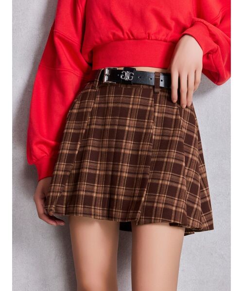 GYDA（ジェイダ） スカート ベルトSETチェックプリーツスカートライク